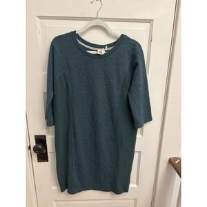 Lilka Anthropologie Tunic Sweatshirt Dress Crew Neck Green Shimmer Texture Small